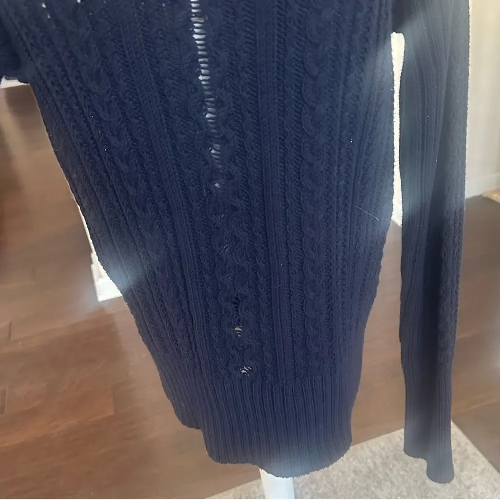 J. Crew Classic Navy Cable Knit Crewneck Sweater L